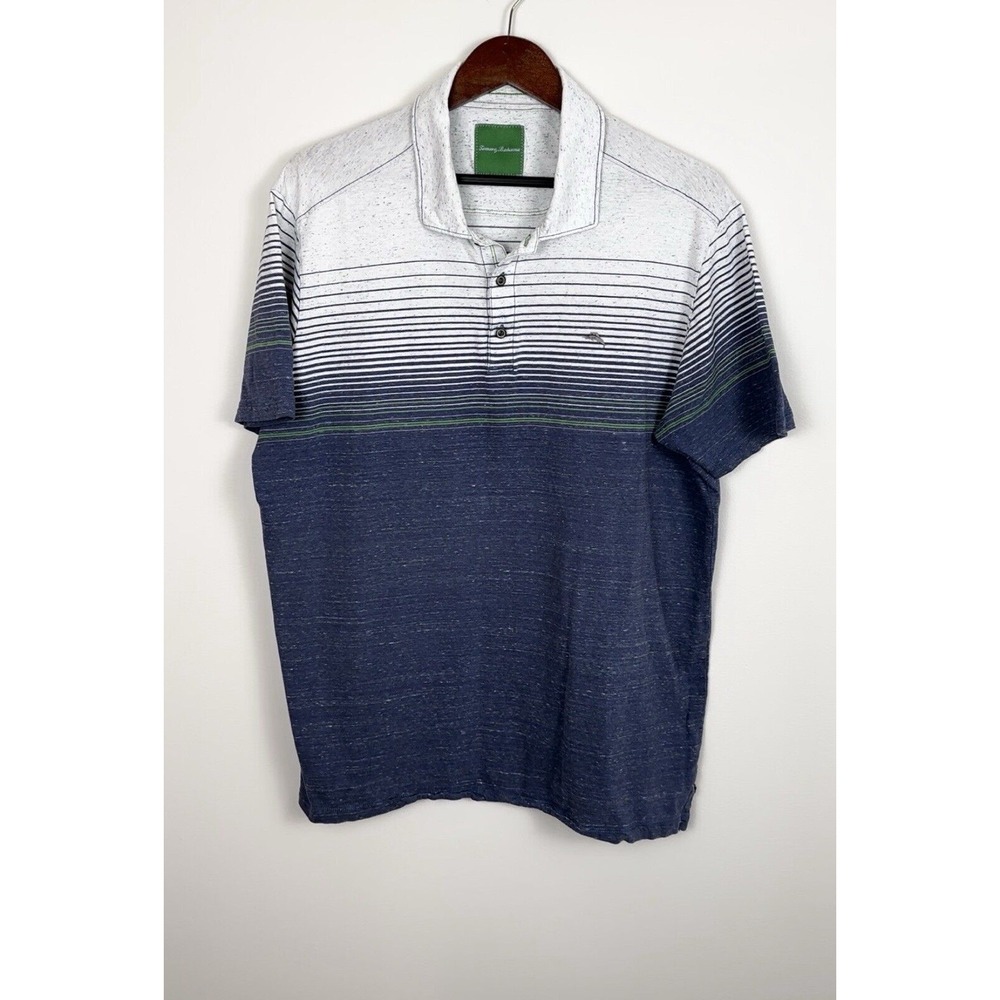 Tommy Bahama Men's XL Blue White Stripe Polo shirt